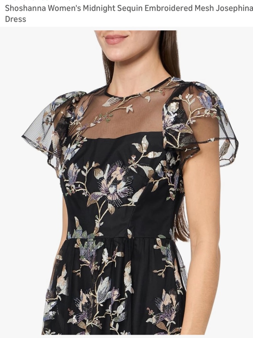 Shoshanna Black Floral Embroidered Mesh Maxi Dress - Picture 3 of 3